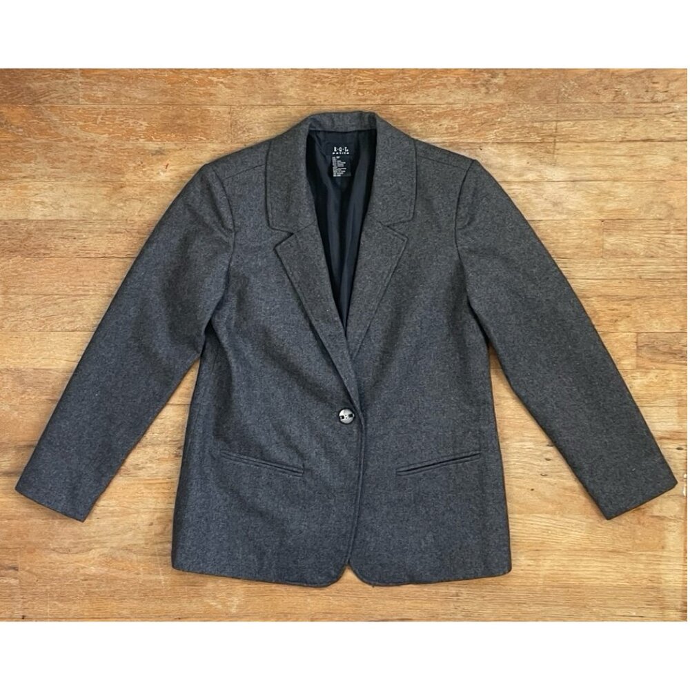 Vintage Gray Wool Blend Blazer Womens Size Small/Medium 90s Sport Coat Jacket